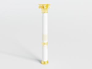 白色柱体金色雕花柱头的罗马柱子