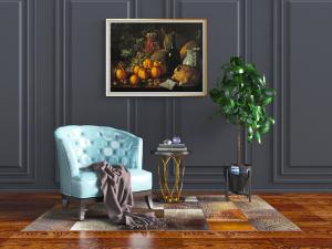 简欧蓝色单人沙发边几3d模型 简欧蓝色单人沙发边几