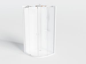 白色滑轮扇形玻璃封闭式淋浴房