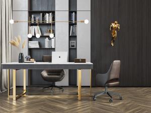 现代轻奢书桌椅组合3d模型 现代轻奢书桌椅组合