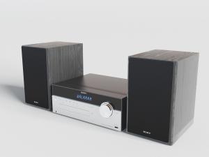现代实木纹理外壳带功放的音响3d模型 现代实木纹理外壳带功放的音响