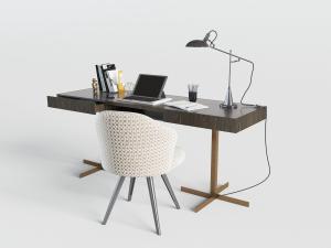 现代书桌椅组合3d模型 现代书桌椅组合