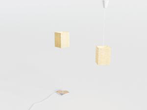 现代黄色纸质方形灯罩落地灯、吊灯