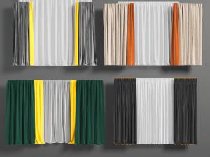 现代拼接撞色窗帘窗纱3d模型 现代拼接撞色窗帘窗纱