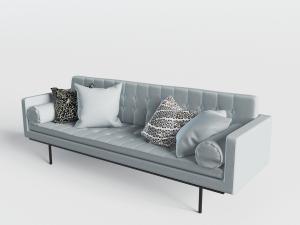 现代灰蓝色多人沙发3d模型 现代灰蓝色多人沙发