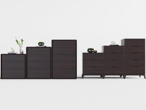 现代实木错层斗柜边柜3d模型 现代实木错层斗柜边柜