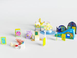 儿童滑滑梯、跷跷板游乐设备设施3d模型 儿童滑滑梯、跷跷板游乐设备设施