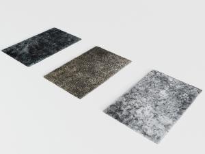 三块毛绒长方形地毯3d模型 三块毛绒长方形地毯