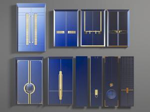 现代轻奢蓝色平开门密码锁