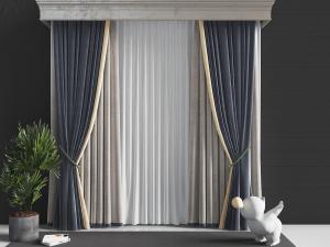 现代窗帘窗纱3d模型 现代窗帘窗纱