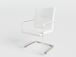 现代弓字形金属支架的白色办公椅