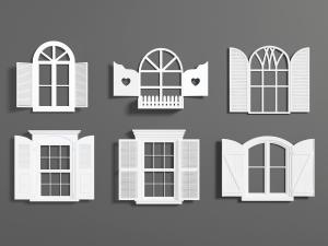 地中海拱形百叶窗扇平开窗