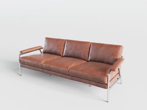 现代金属扶手哑光皮革的多人沙发3d模型 现代金属扶手哑光皮革的多人沙发