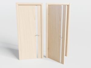 现代实木镶嵌玻璃条的平开门