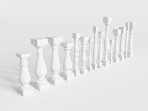 欧式白色不同尺寸的栏杆护栏3d模型 欧式白色不同尺寸的栏杆护栏