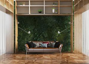 后现代真皮多人沙发植物墙3d模型 后现代真皮多人沙发植物墙