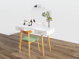 现代北欧白色实木梳妆化妆台