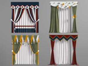 中式民族风的窗帘窗纱3d模型 中式民族风的窗帘窗纱