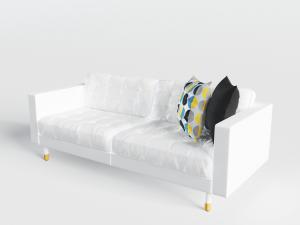 北欧白色双人沙发3d模型 北欧白色双人沙发