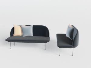 现代无扶手的多人沙发3d模型 现代无扶手的多人沙发