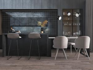 现代黑色吧台餐边柜