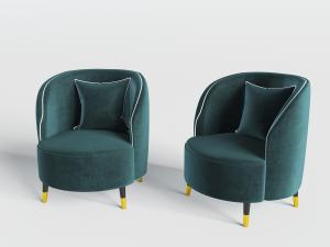 美式蓝绿色单人沙发3d模型 美式蓝绿色单人沙发