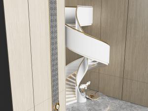 新中式旋转楼梯3d模型 新中式旋转楼梯