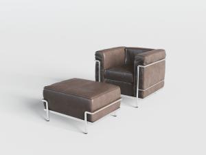 后现代单人沙发、脚踏脚凳组合3d模型 后现代单人沙发、脚踏脚凳组合
