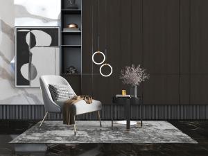 现代单人沙发、边几3d模型 现代单人沙发、边几