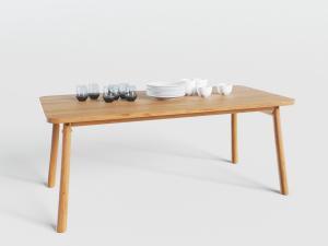 北欧原木餐桌、盘子