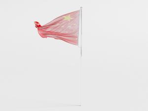 旗杆上飘扬的五星红旗