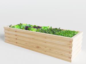 原木花箱、花池绿植