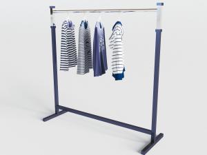现代工字型晾衣架、衣服3d模型 现代工字型晾衣架、衣服