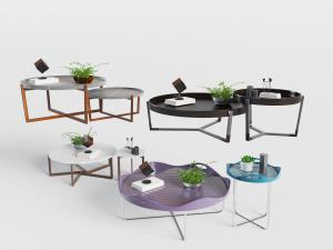 新中式现代圆形茶几3d模型 新中式现代圆形茶几