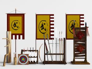 中式武馆训练刀剑器械收纳架和体育设备