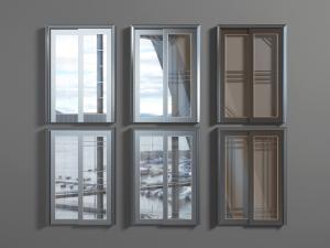 新中式灰色边框的平开窗