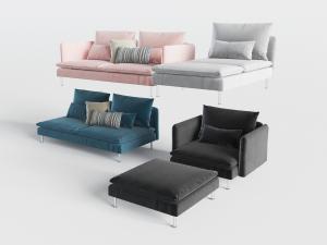 北欧单人沙发床、双人沙发、沙发凳脚踏3d模型 北欧单人沙发床、双人沙发、沙发凳脚踏