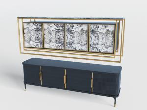 现代轻奢黑色电视柜