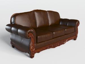 欧式皮革皮纹多人沙发3d模型 欧式皮革皮纹多人沙发