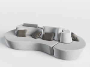现代灰色异形多人沙发3d模型 现代灰色异形多人沙发