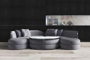 现代弧形嵌套茶几的多人沙发3d模型 现代弧形嵌套茶几的多人沙发