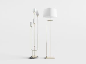 现代白色灯罩的落地灯