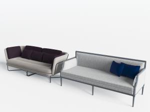 新中式灰色边框的多人沙发3d模型 新中式灰色边框的多人沙发