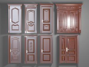 简欧红色木饰平开门