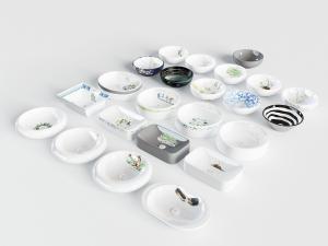 新中式方形圆形洗手盆、洗脸盆卫浴器具3d模型 新中式方形圆形洗手盆、洗脸盆卫浴器具
