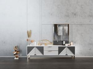 现代几何图案装饰的电视柜