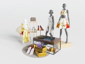 服装店货架和模特