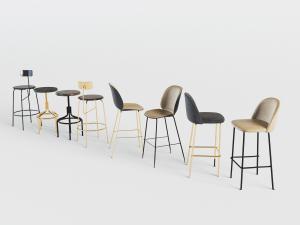 现代金属支撑的吧椅、吧凳