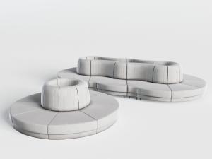 商场公共场所圆形多人沙发3d模型 商场公共场所圆形多人沙发