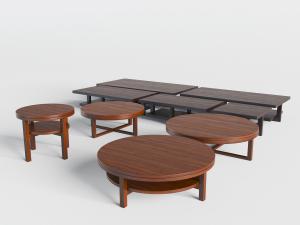 美式圆形方形茶几、边几角几3d模型 美式圆形方形茶几、边几角几